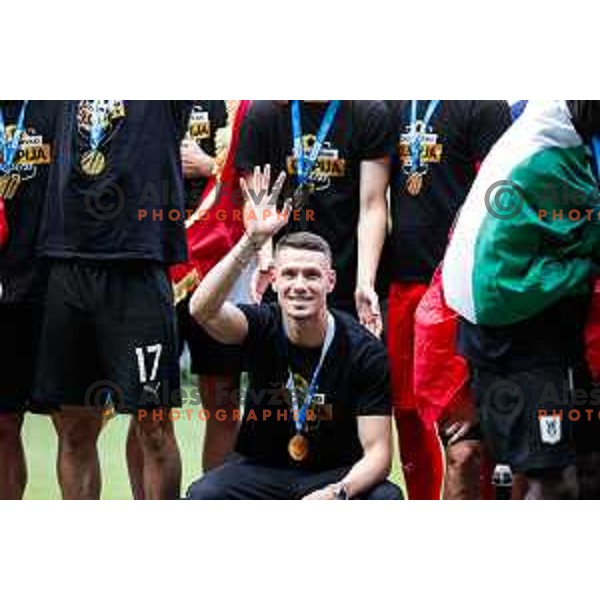 of Olimpija celebrate Slovenian National Title after the Prva liga Telemach 2024/2025 football match between Bravo and Olimpija in Ljubljana, Slovenia on May 24, 2025