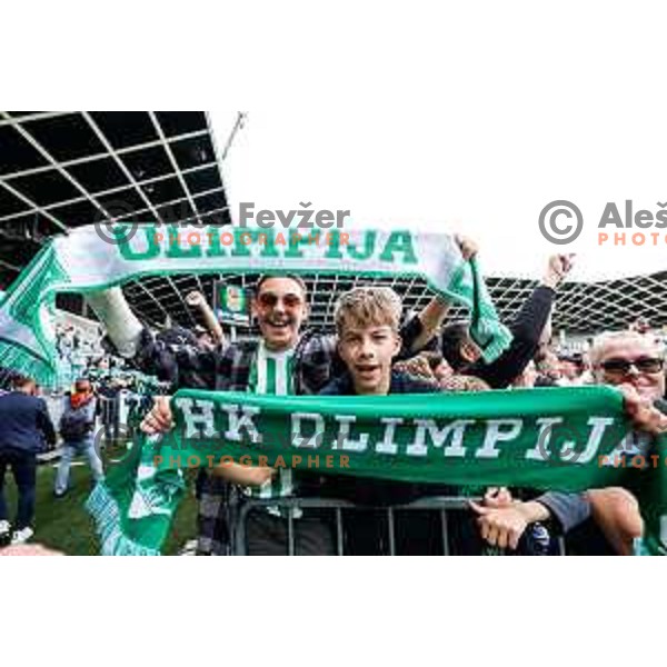 Fans of Olimpija celebrate Slovenian National Title after the Prva liga Telemach 2024/2025 football match between Bravo and Olimpija in Ljubljana, Slovenia on May 24, 2025