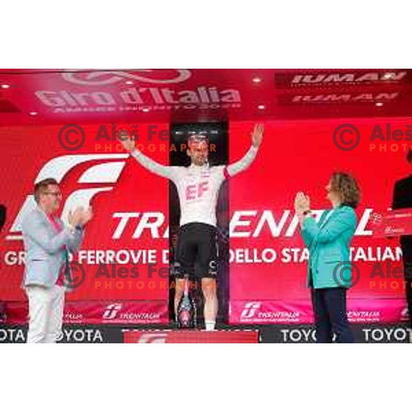 Kasper Asgreen, winner of 14th stage of Giro d\'Italia 2025 between Treviso and Nova Gorica, Slovenia on May 24, 2025