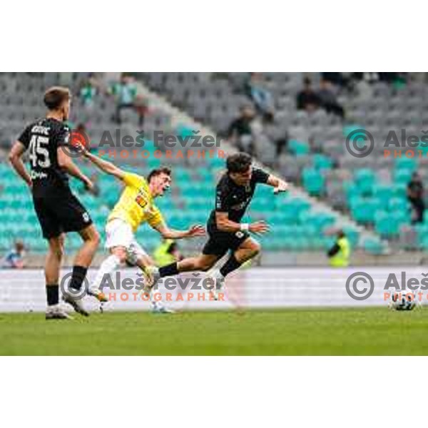 of Olimpija in action during Prva liga Telemach 2024/2025 football match between Bravo and Olimpija in Ljubljana, Slovenia on May 24, 2025
