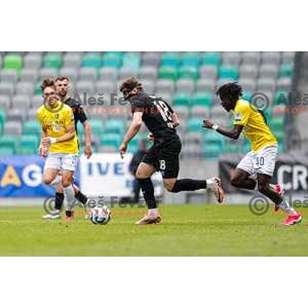 of Olimpija in action during Prva liga Telemach 2024/2025 football match between Bravo and Olimpija in Ljubljana, Slovenia on May 24, 2025