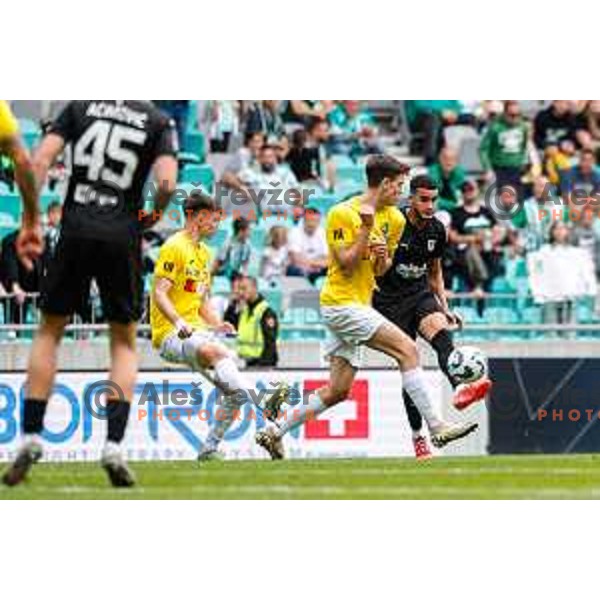 of Olimpija in action during Prva liga Telemach 2024/2025 football match between Bravo and Olimpija in Ljubljana, Slovenia on May 24, 2025