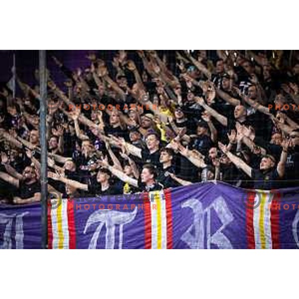 Maribor supporters Viole during Martin Milec farewell ceremony before Prva liga Telemach football match between Maribor and Nafta 1903 in Ljudski vrt, Maribor, Slovenia on May 25, 2025. Photo: Jure Banfi