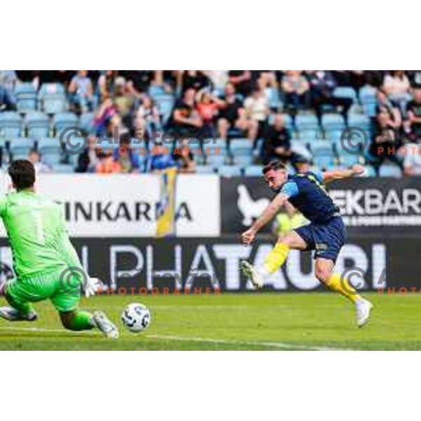 In action during Prva liga Telemach 2024/2025 football match between Celje and Domzale in Celje, Slovenia on May 25, 2025