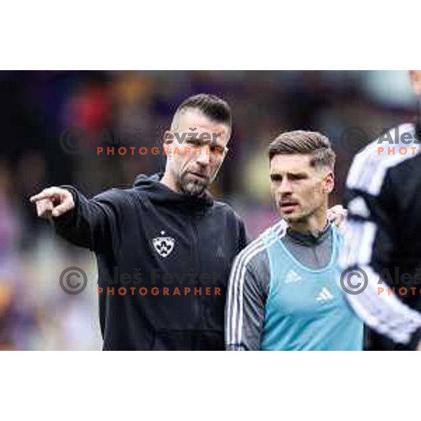 Bostjan Cesar, head coach of Maribor and Blaz Vrhovec before Prva liga Telemach football match between Maribor and Nafta 1903 in Ljudski vrt, Maribor, Slovenia on May 25, 2025. Photo: Jure Banfi