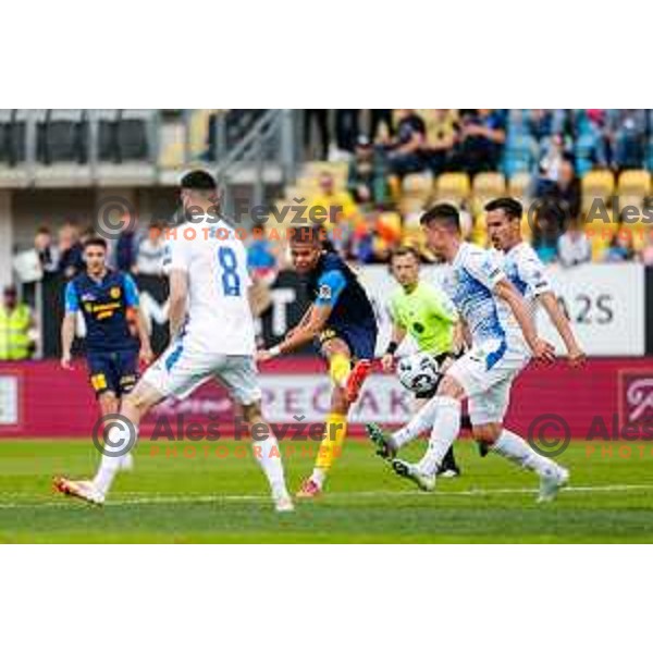 In action during Prva liga Telemach 2024/2025 football match between Celje and Domzale in Celje, Slovenia on May 25, 2025