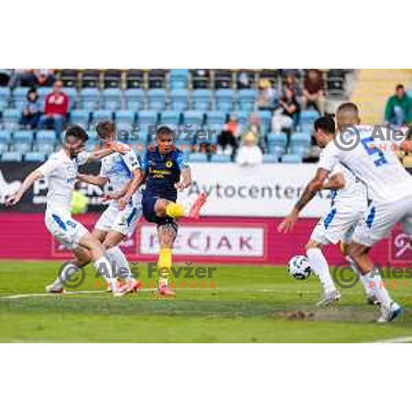 In action during Prva liga Telemach 2024/2025 football match between Celje and Domzale in Celje, Slovenia on May 25, 2025