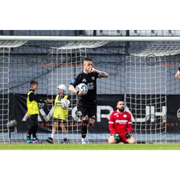 Dario Vizinger celebrates goal during Prva liga Telemach football match between Mura and Koper in Fazanerija, Murska Sobota, Slovenia on May 25, 2025. Photo: Jure Banfi
