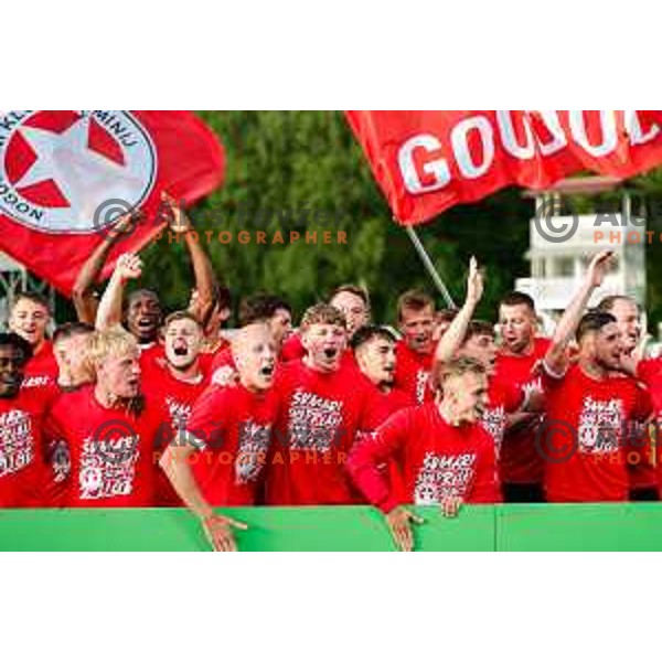 Players of Aluminij celebrate 2.SNL Title and promotion to Prva liga Teleamch in 2025/2026 season in Kidricevo, Slovenia on May 25, 2025