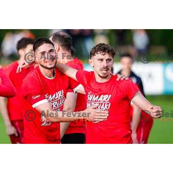 Players of Aluminij celebrate 2.SNL Title and promotion to Prva liga Teleamch in 2025/2026 season in Kidricevo, Slovenia on May 25, 2025