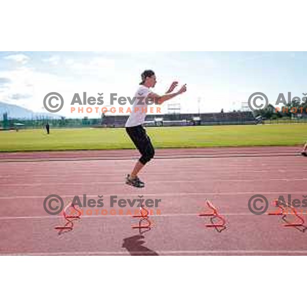 Anze Lanisek of Slovenia Men\'s Ski-jumping team during summer practice in Kranj, Slovenia on May 26, 2025