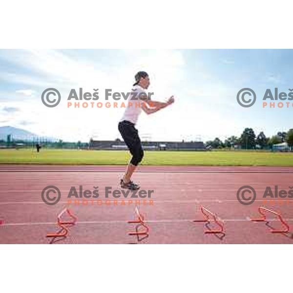 Anze Lanisek of Slovenia Men\'s Ski-jumping team during summer practice in Kranj, Slovenia on May 26, 2025