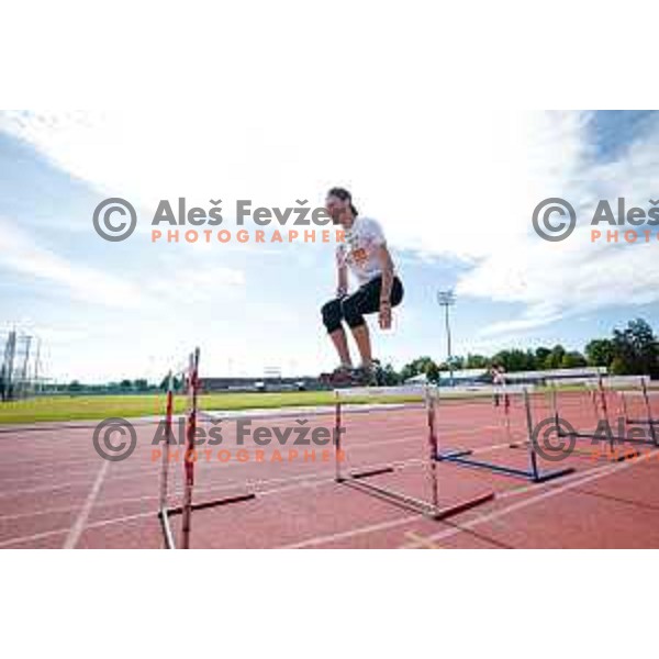 Anze Lanisek of Slovenia Men\'s Ski-jumping team during summer practice in Kranj, Slovenia on May 26, 2025