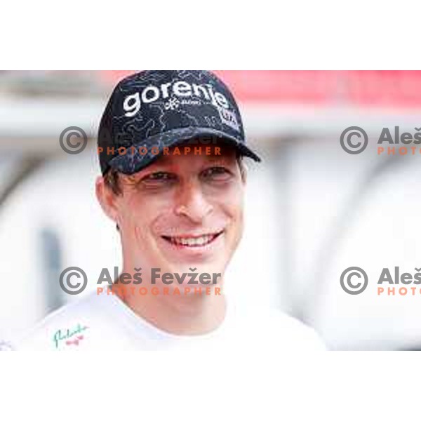 Jurij Tepes, head coach of Slovenia Women\'s Ski-jumping team during summer practice in Kranj, Slovenia on May 26, 2025