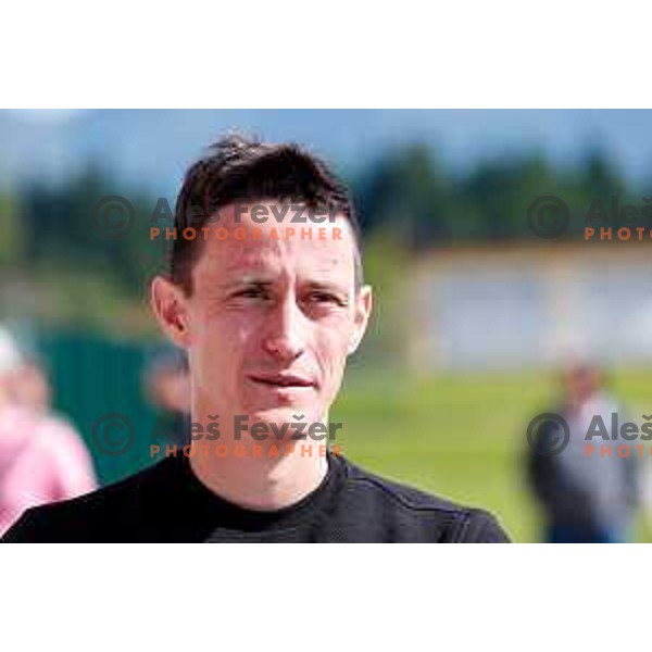 Peter Prevc of Slovenia Men\'s Ski-jumping team during summer practice in Kranj, Slovenia on May 26, 2025