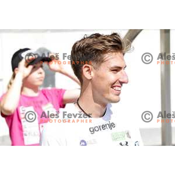 Timi Zajc of Slovenia Men\'s Ski-jumping team during summer practice in Kranj, Slovenia on May 26, 2025