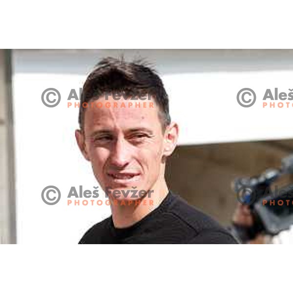Peter Prevc of Slovenia Men\'s Ski-jumping team during summer practice in Kranj, Slovenia on May 26, 2025