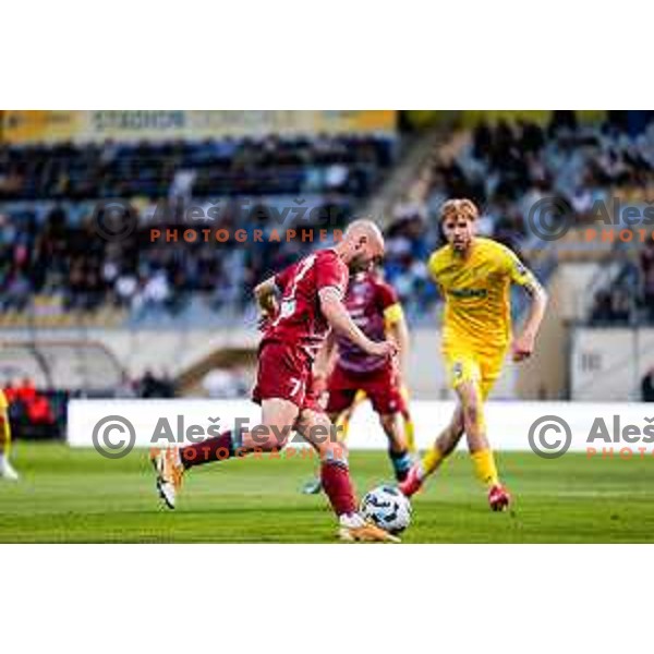 In action during Qualifications for Prva liga Telemach 2025/2026 football match between Domzale and Triglav in Domzale, Slovenia on May 29, 2025