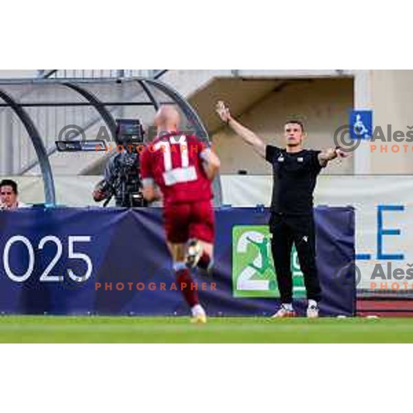 In action during Qualifications for Prva liga Telemach 2025/2026 football match between Domzale and Triglav in Domzale, Slovenia on May 29, 2025