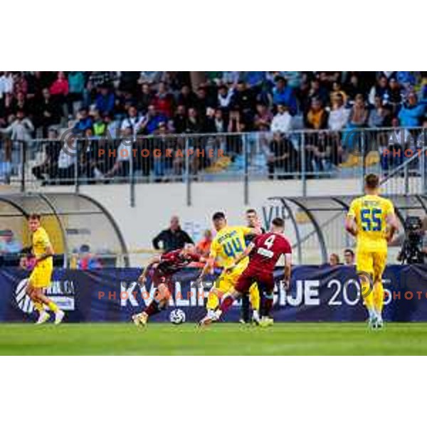 In action during Qualifications for Prva liga Telemach 2025/2026 football match between Domzale and Triglav in Domzale, Slovenia on May 29, 2025