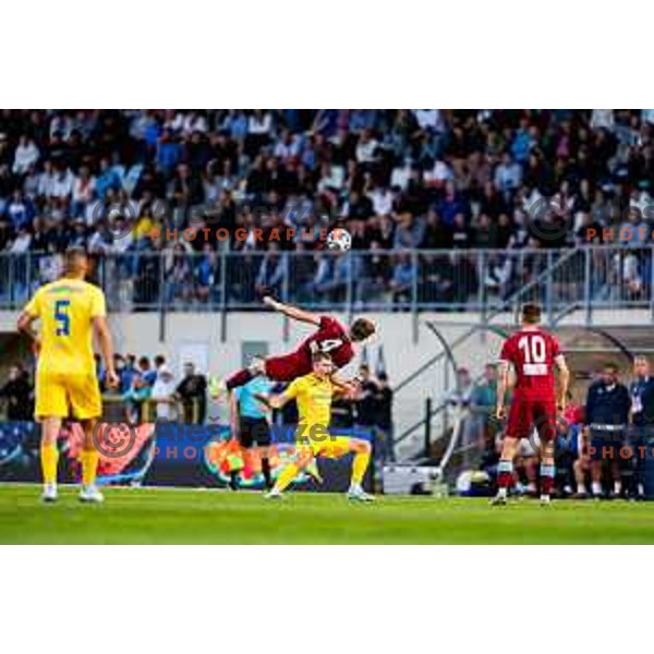 In action during Qualifications for Prva liga Telemach 2025/2026 football match between Domzale and Triglav in Domzale, Slovenia on May 29, 2025