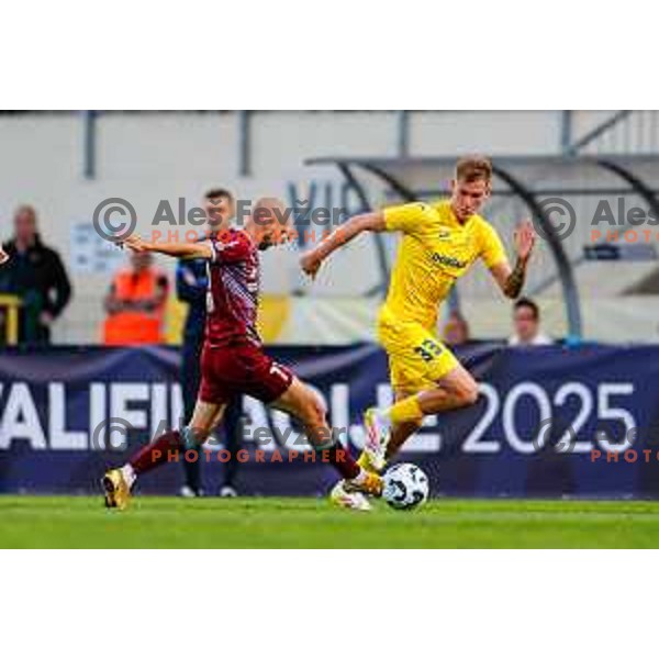 In action during Qualifications for Prva liga Telemach 2025/2026 football match between Domzale and Triglav in Domzale, Slovenia on May 29, 2025