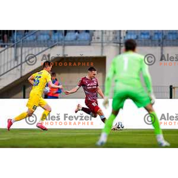 In action during Qualifications for Prva liga Telemach 2025/2026 football match between Domzale and Triglav in Domzale, Slovenia on May 29, 2025