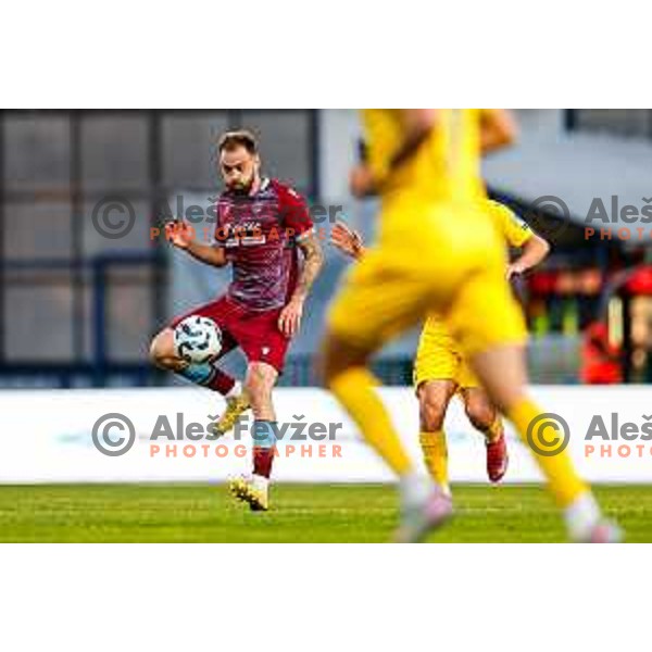 In action during Qualifications for Prva liga Telemach 2025/2026 football match between Domzale and Triglav in Domzale, Slovenia on May 29, 2025