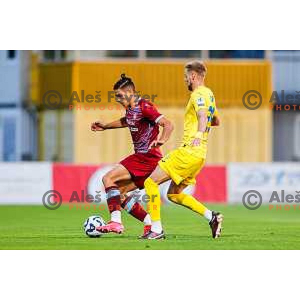 In action during Qualifications for Prva liga Telemach 2025/2026 football match between Domzale and Triglav in Domzale, Slovenia on May 29, 2025