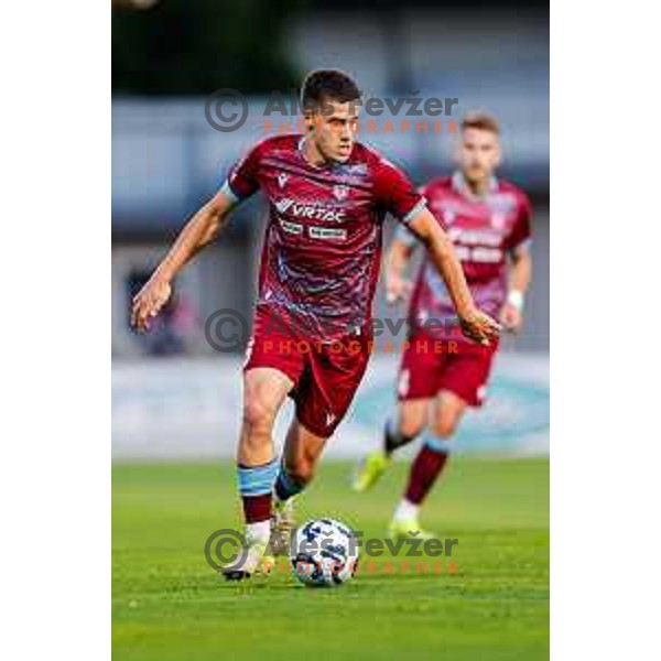 In action during Qualifications for Prva liga Telemach 2025/2026 football match between Domzale and Triglav in Domzale, Slovenia on May 29, 2025