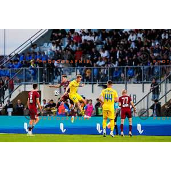 In action during Qualifications for Prva liga Telemach 2025/2026 football match between Domzale and Triglav in Domzale, Slovenia on May 29, 2025