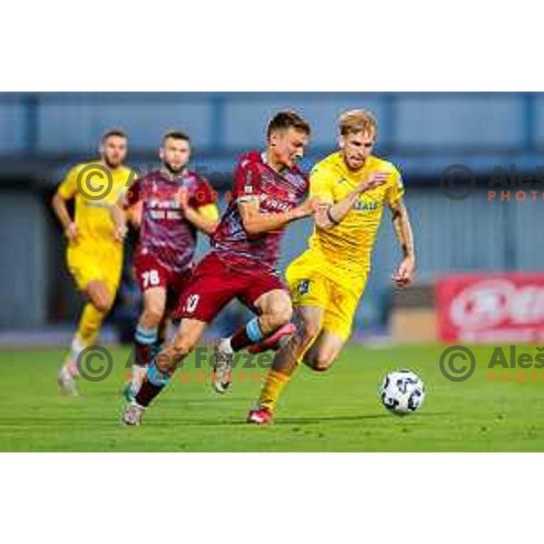 In action during Qualifications for Prva liga Telemach 2025/2026 football match between Domzale and Triglav in Domzale, Slovenia on May 29, 2025