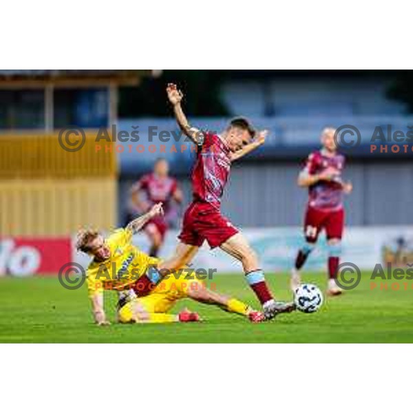 In action during Qualifications for Prva liga Telemach 2025/2026 football match between Domzale and Triglav in Domzale, Slovenia on May 29, 2025