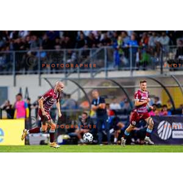 In action during Qualifications for Prva liga Telemach 2025/2026 football match between Domzale and Triglav in Domzale, Slovenia on May 29, 2025