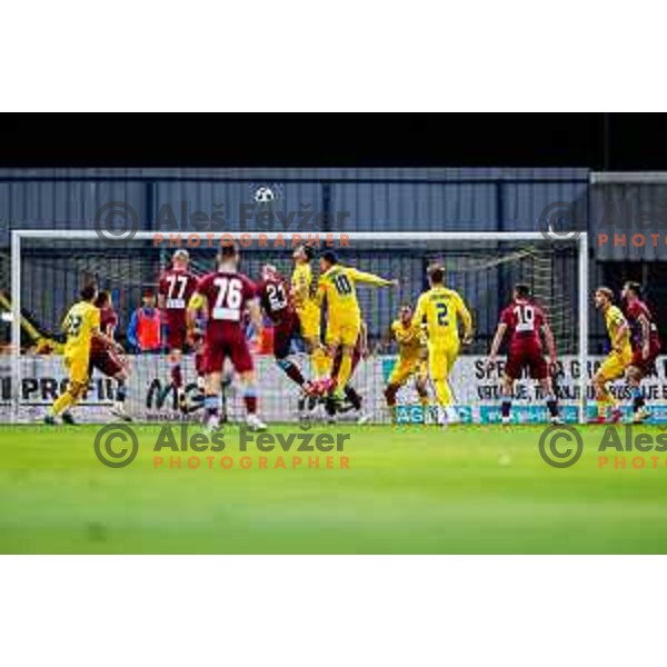 In action during Qualifications for Prva liga Telemach 2025/2026 football match between Domzale and Triglav in Domzale, Slovenia on May 29, 2025