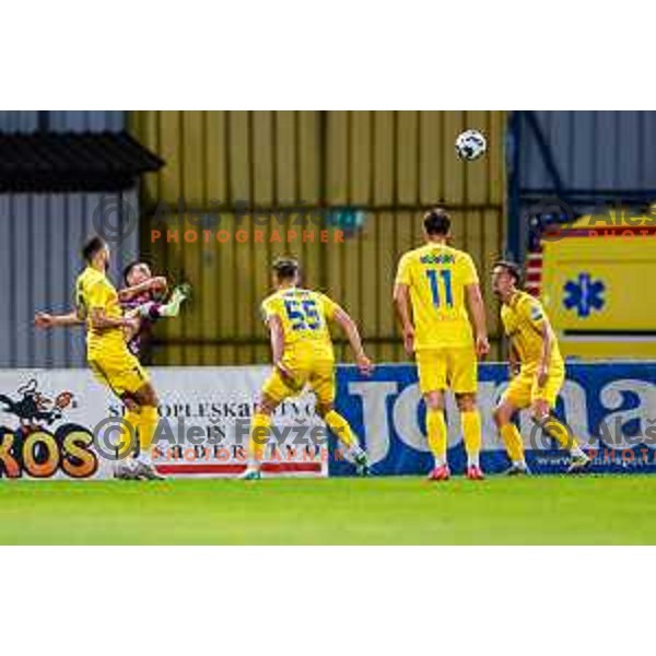 In action during Qualifications for Prva liga Telemach 2025/2026 football match between Domzale and Triglav in Domzale, Slovenia on May 29, 2025