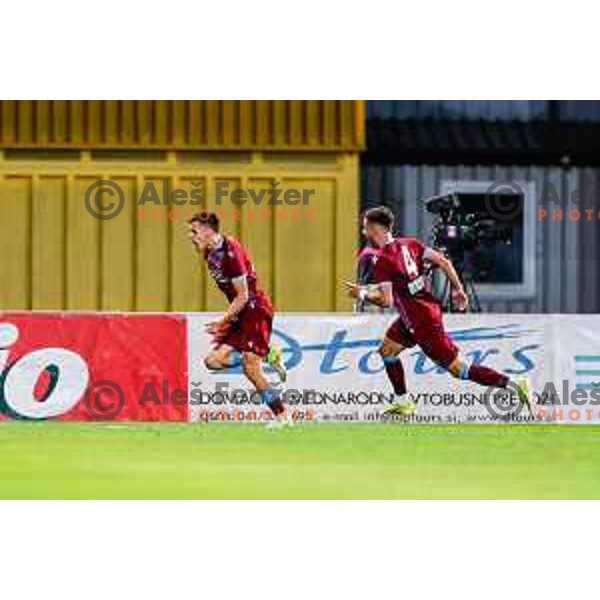 In action during Qualifications for Prva liga Telemach 2025/2026 football match between Domzale and Triglav in Domzale, Slovenia on May 29, 2025