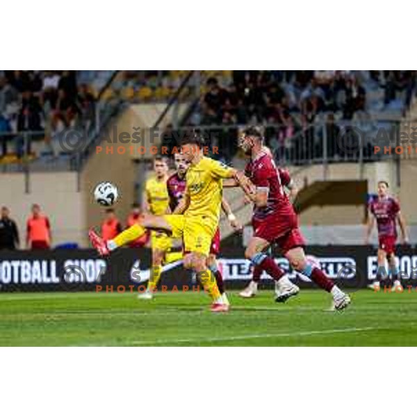 In action during Qualifications for Prva liga Telemach 2025/2026 football match between Domzale and Triglav in Domzale, Slovenia on May 29, 2025