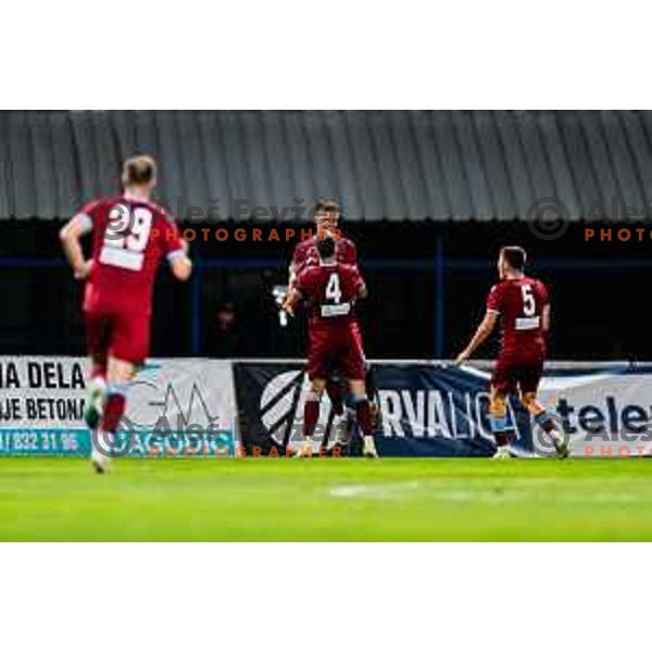 In action during Qualifications for Prva liga Telemach 2025/2026 football match between Domzale and Triglav in Domzale, Slovenia on May 29, 2025