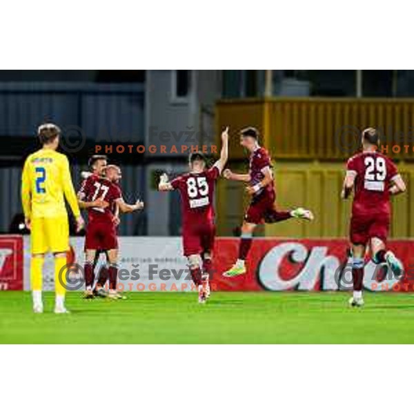 In action during Qualifications for Prva liga Telemach 2025/2026 football match between Domzale and Triglav in Domzale, Slovenia on May 29, 2025
