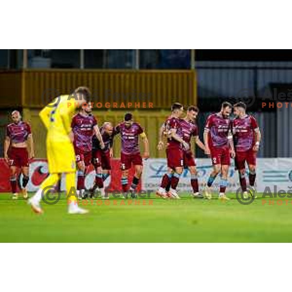 In action during Qualifications for Prva liga Telemach 2025/2026 football match between Domzale and Triglav in Domzale, Slovenia on May 29, 2025