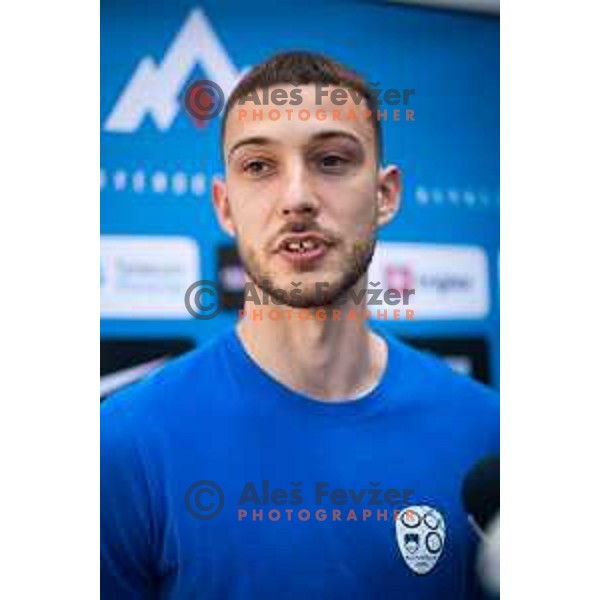 Martin Turk of U21 Slovenian football team at the press conference in Maribor, Slovenia on May 30, 2025. Photo: Jure Banfi