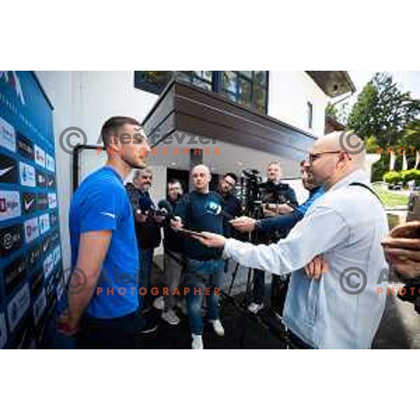 Martin Turk of U21 Slovenian football team at the press conference in Maribor, Slovenia on May 30, 2025. Photo: Jure Banfi