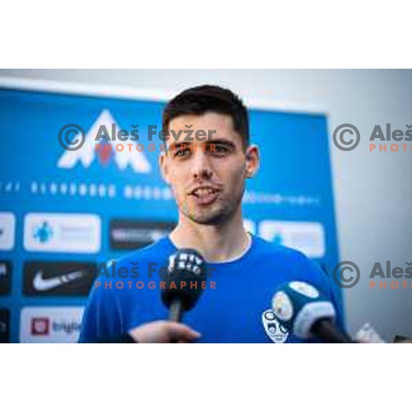 Svit Seslar of U21 Slovenian football team at the press conference in Maribor, Slovenia on May 30, 2025. Photo: Jure Banfi
