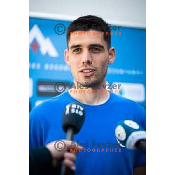 Svit Seslar of U21 Slovenian football team at the press conference in Maribor, Slovenia on May 30, 2025. Photo: Jure Banfi