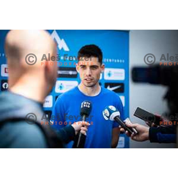 Svit Seslar of U21 Slovenian football team at the press conference in Maribor, Slovenia on May 30, 2025. Photo: Jure Banfi