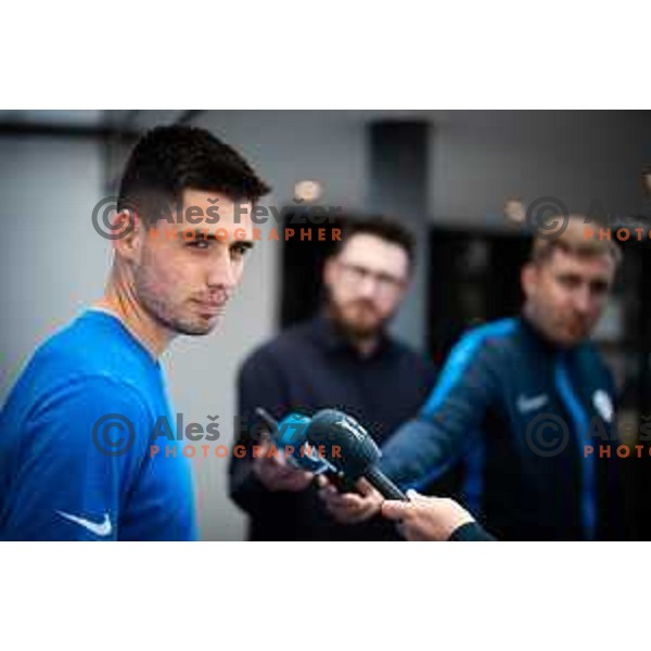 Svit Seslar of U21 Slovenian football team at the press conference in Maribor, Slovenia on May 30, 2025. Photo: Jure Banfi