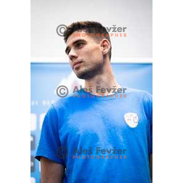 Svit Seslar of U21 Slovenian football team at the press conference in Maribor, Slovenia on May 30, 2025. Photo: Jure Banfi