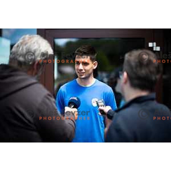 Svit Seslar of U21 Slovenian football team at the press conference in Maribor, Slovenia on May 30, 2025. Photo: Jure Banfi