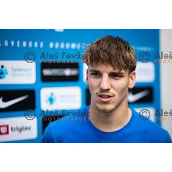 Tio Cipot of U21 Slovenian football team at the press conference in Maribor, Slovenia on May 30, 2025. Photo: Jure Banfi